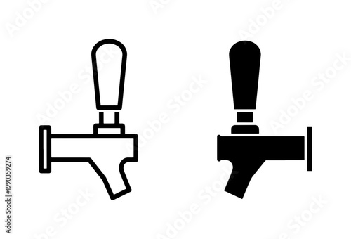 Beer Tap Handle Icon Set for Draught Beverage Service
