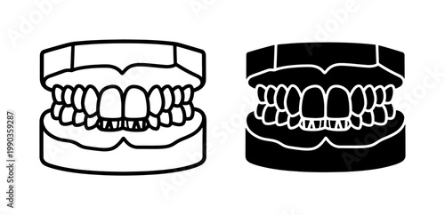 Human Jaw Anatomy and Dental Prosthesis Vector Icon