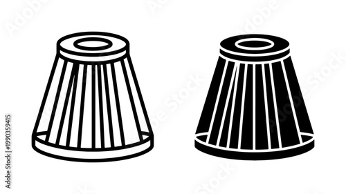 Car air filter icon set for automotive engine intake maintenance