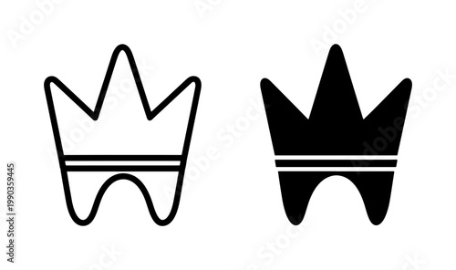 Minimalist Crown Icon Set with Outline and Solid Styles