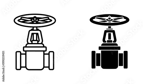 Industrial Gate Valve Icon Set for Pipeline Control