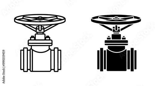 Industrial Gate Valve Icon Set for Pipeline Engineering