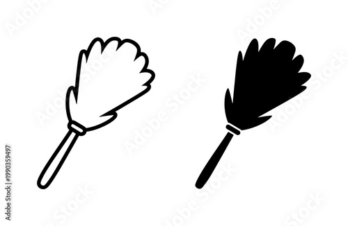 Feather Duster Icon Set for Cleaning Service Design