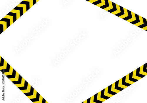 Marco formado por cintas de advertencia amarillas y negras con flechas en las esquinas
