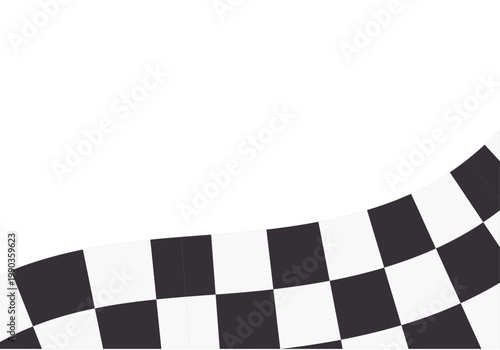 Bandera de cuadros blanca y negra con forma ondulada 