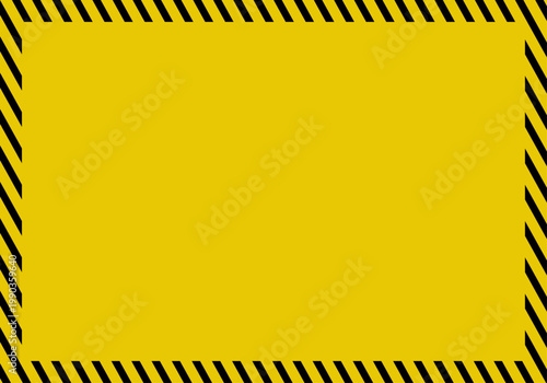 Marco rectangular amarillo con borde de franjas negras diagonales de advertencia
