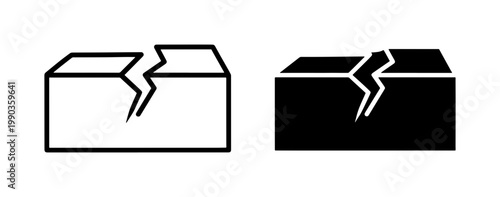 Cracked Stone Block Icon Set