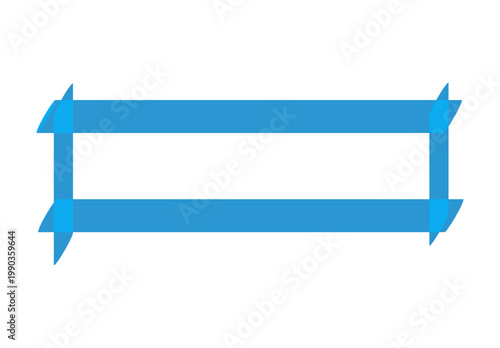 Marco rectangular formado por cuatro cintas adhesivas azules cruzadas en las esquinas 