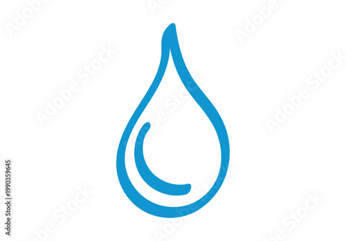 Gota de agua azul dibujada con trazo de pincel manual 