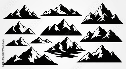 Collection of Mountain Silhouettes for Design.