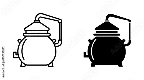 Copper Alambic Still Icon for Alcohol Distillation