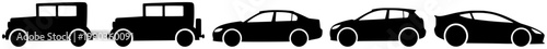 Car body shape evolution silhouettes isolated