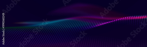 Beautiful curved wave on a dark background. Digital technology background. Concept of network. 3D