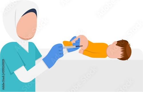 Hijab Pediatrician Giving Vaccine To Baby