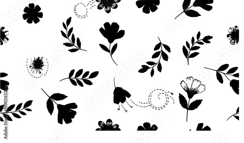 Embroidered floral seamless pattern with hand drawn gouache flowers colorful vector textile design