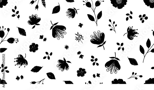 Modern embroidered flower seamless pattern with abstract colorful blossoms vector repeat design