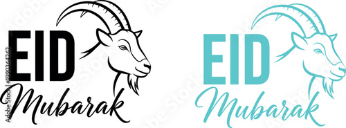 Eid mubarak goat illustration festive greetings with traditional animal symbolism