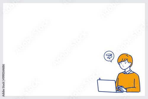 コピースペースのある会議前にパソコンで準備する人（こじらせ)（色違い）