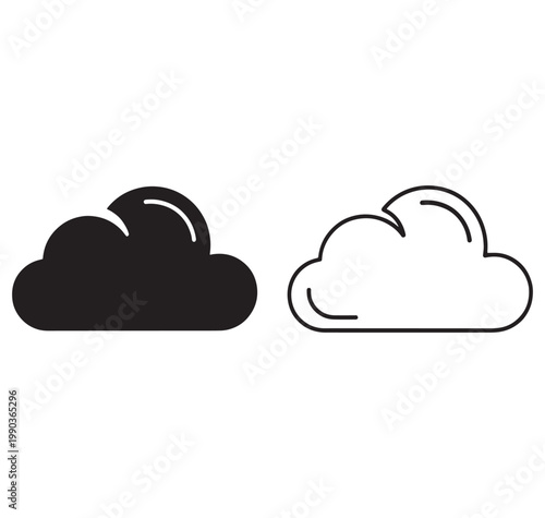 cloud icons in solid and line style for weather forecast symbol  cloud icons