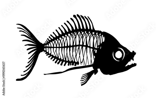 Silhouette of skeleton marine fish.