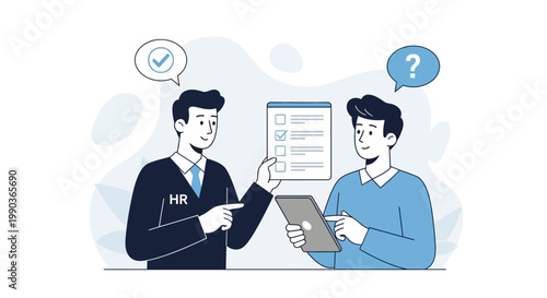 Two businessmen discussing a document.