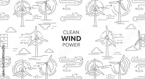 Clean Wind Power Sustainable Energy Illustration.