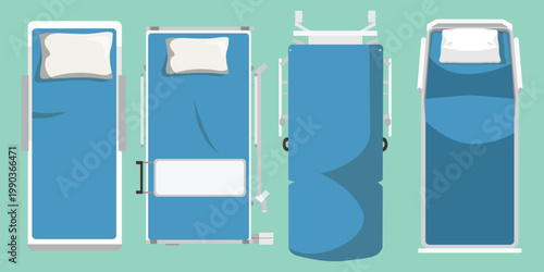 Set of hospital bed top view vector