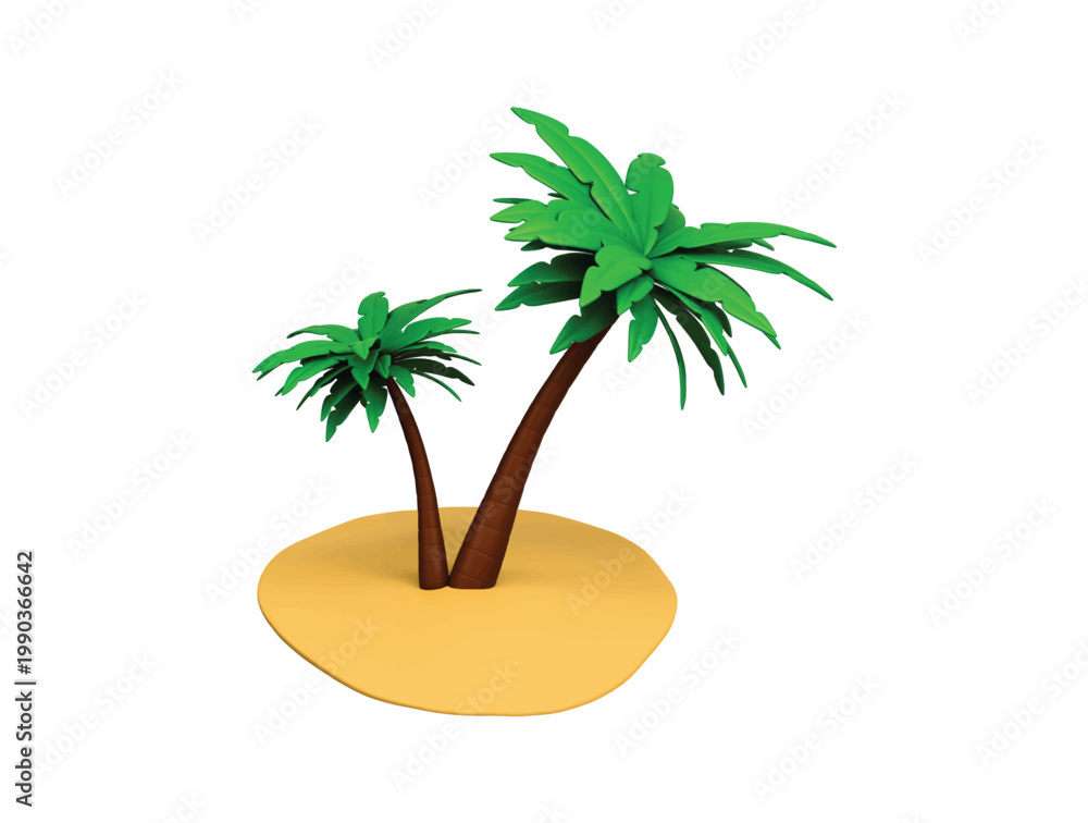 Obraz premium tropical island palm tree icon 3d render illustration isolated