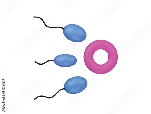 sperm ovum fertilisation icon 3d render illustration isolated