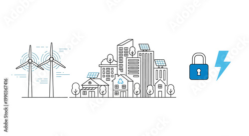 Energy Security and Sustainable Urban Power Concept.