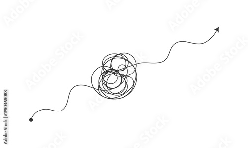 Fotografía Vector of a messy and complicated thought process depicted as black squiggly lines