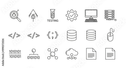 Collection of Technology and Science Icons for Digital Concepts.