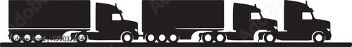 Truck, semi-truck, trailer, transportation, vector, black, silhouette, icons, logistics, fleet