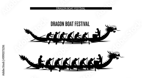 Fotografía Silhouette illustration of traditional Chinese dragon boat racing festival
