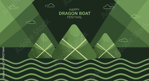 Three zongzi rice dumplings for Dragon Boat Festival.