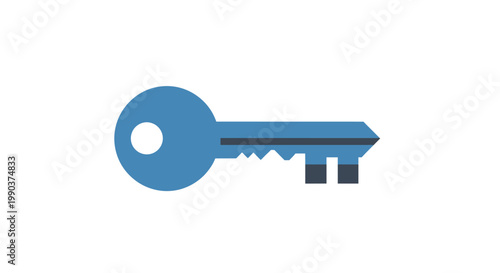 Isolated blue key illustration on white background for security concept