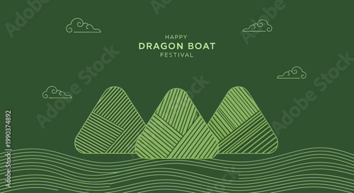 Three zongzi dumplings illustration for Dragon Boat Festival.