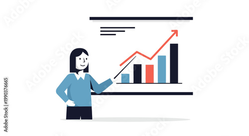 Business woman presenting graph on screen isolated on white background vector