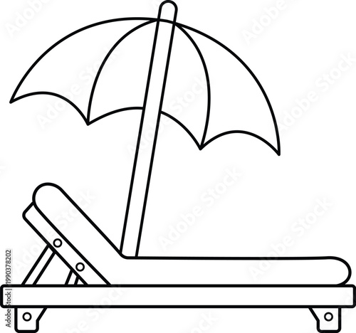 Beach chair with rentals umbrella, vector file