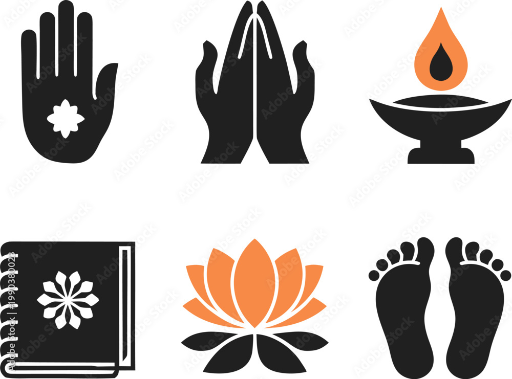 Fototapeta premium guru purnima symbols set vector