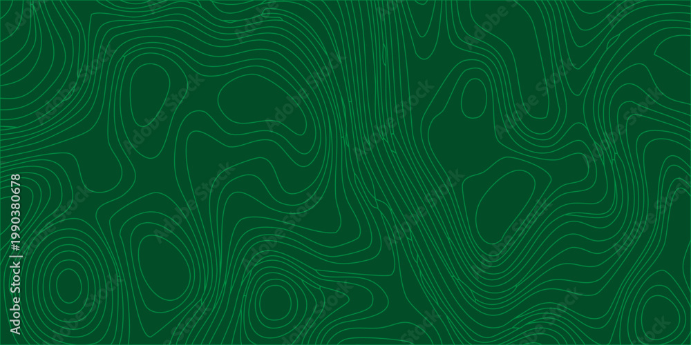 Fototapeta premium Green abstract topographic vector background with wavy contour lines for design and texture
