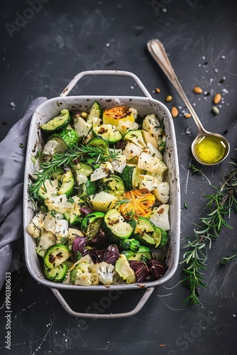 Roasted autumn vegetables with carrots beets and sweet potatoes on a dark tray