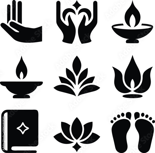 guru purnima symbols set vector