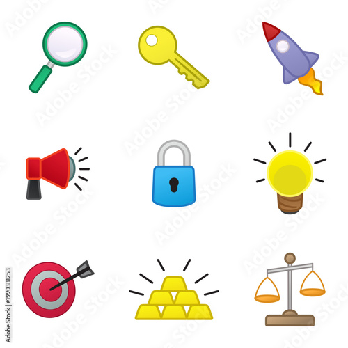 Business Innovation and Success Icon Set Vector Illustration
