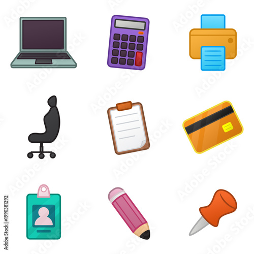 Office Work and Organization Icon Set Vector Illustration