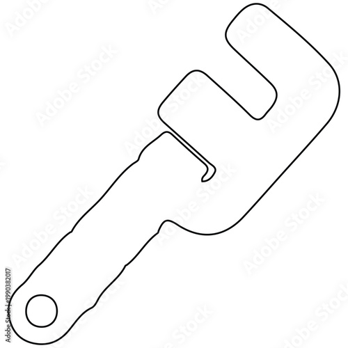 Bottle Opener Line Drawing On White Background - Kitchen Bar Tool Illustration For Minimal Design
