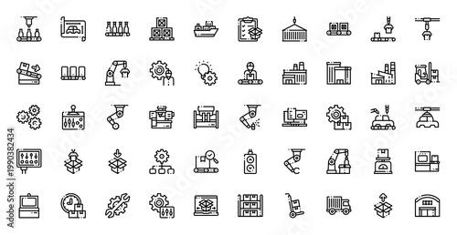 Mass Production Industrial Factory Icon