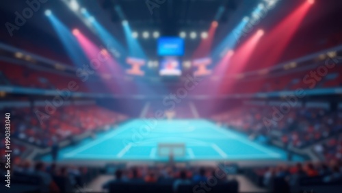 blurred indoor sports venue with bright lights vibrant arena background