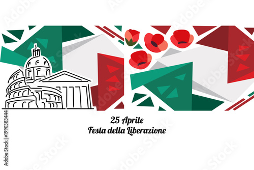 Translation: April 25, Liberation Day. National Day of Italy Vector Illustration. Suitable for greeting card, poster and banner.