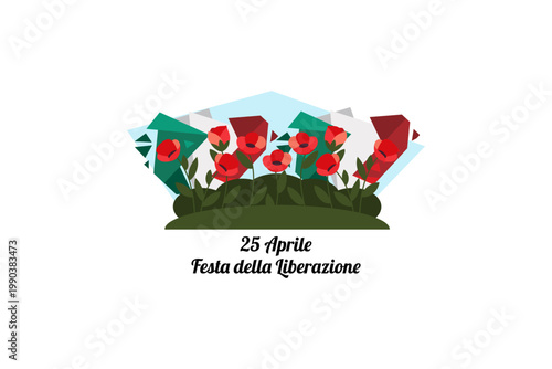 Translation: April 25, Liberation Day. National Day of Italy Vector Illustration. Suitable for greeting card, poster and banner.